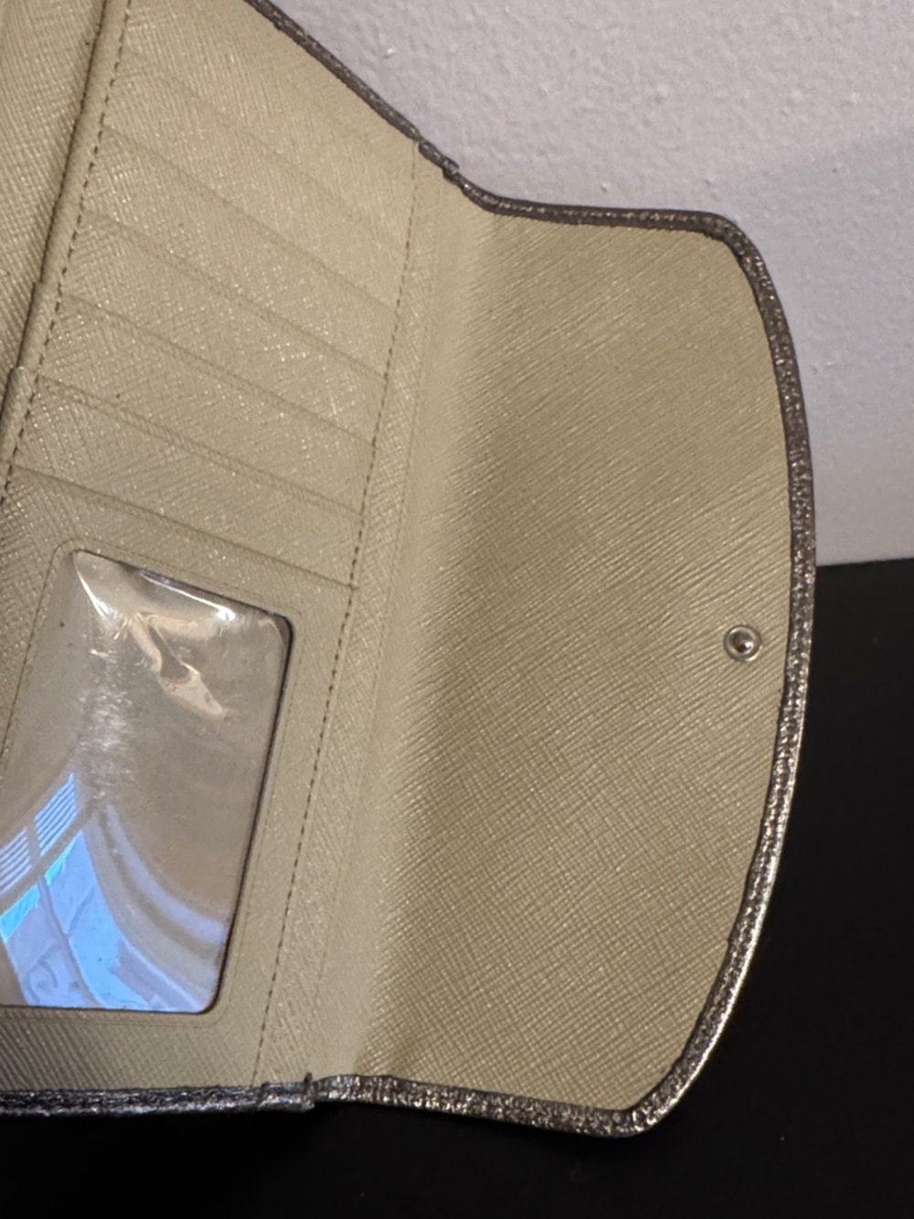 Coach Metallic Silver and Khaki Signature Continental Wallet - Picture 9 of 13